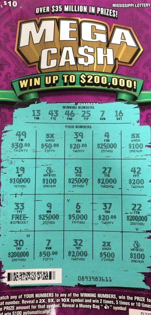 A Corinth player won $2,000 on a Mega Ca$h scratch-off game purchased from Murphy Oil USA #5666 on S., Harper Road in Corinth.