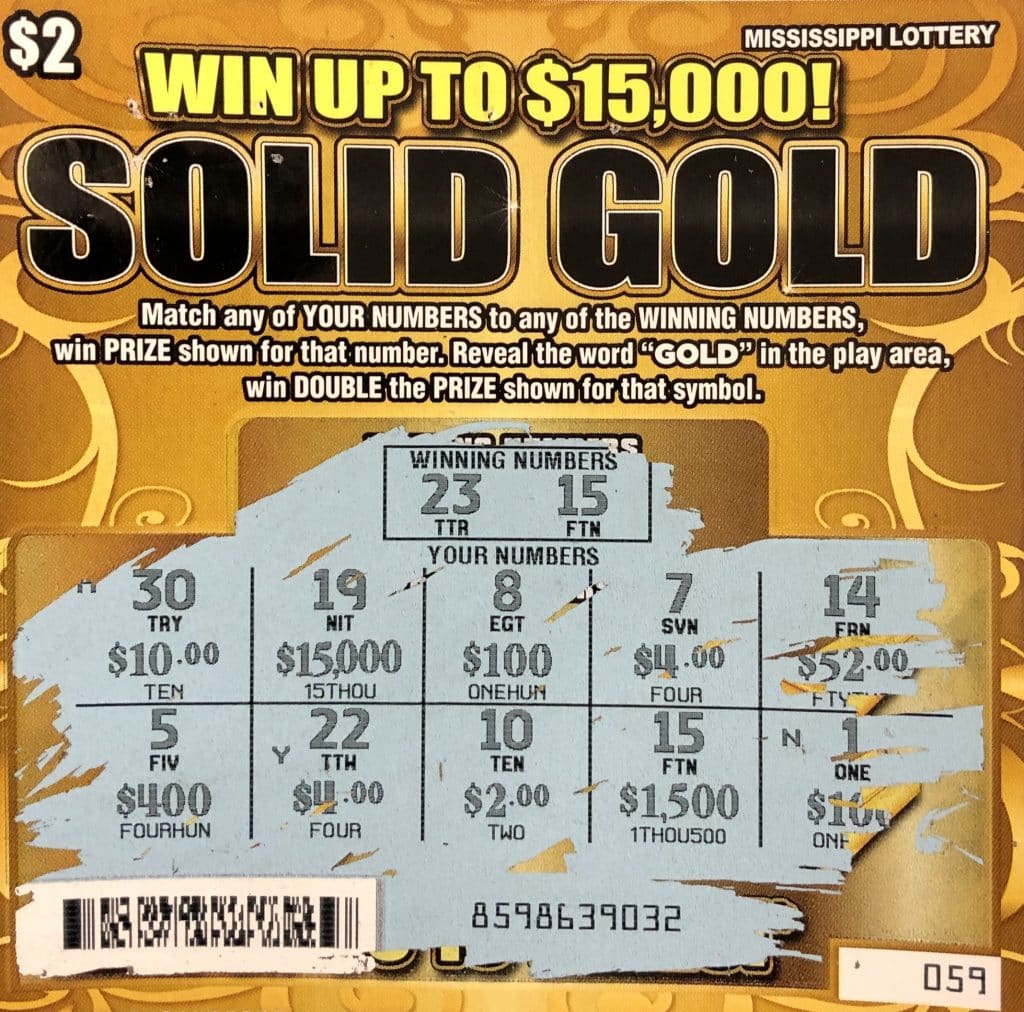 A Louisville man won $1,500 on a Solid Gold scratch-off game purchased from One Stop Food Mart INC on HWY 45 Alt., West Point.
