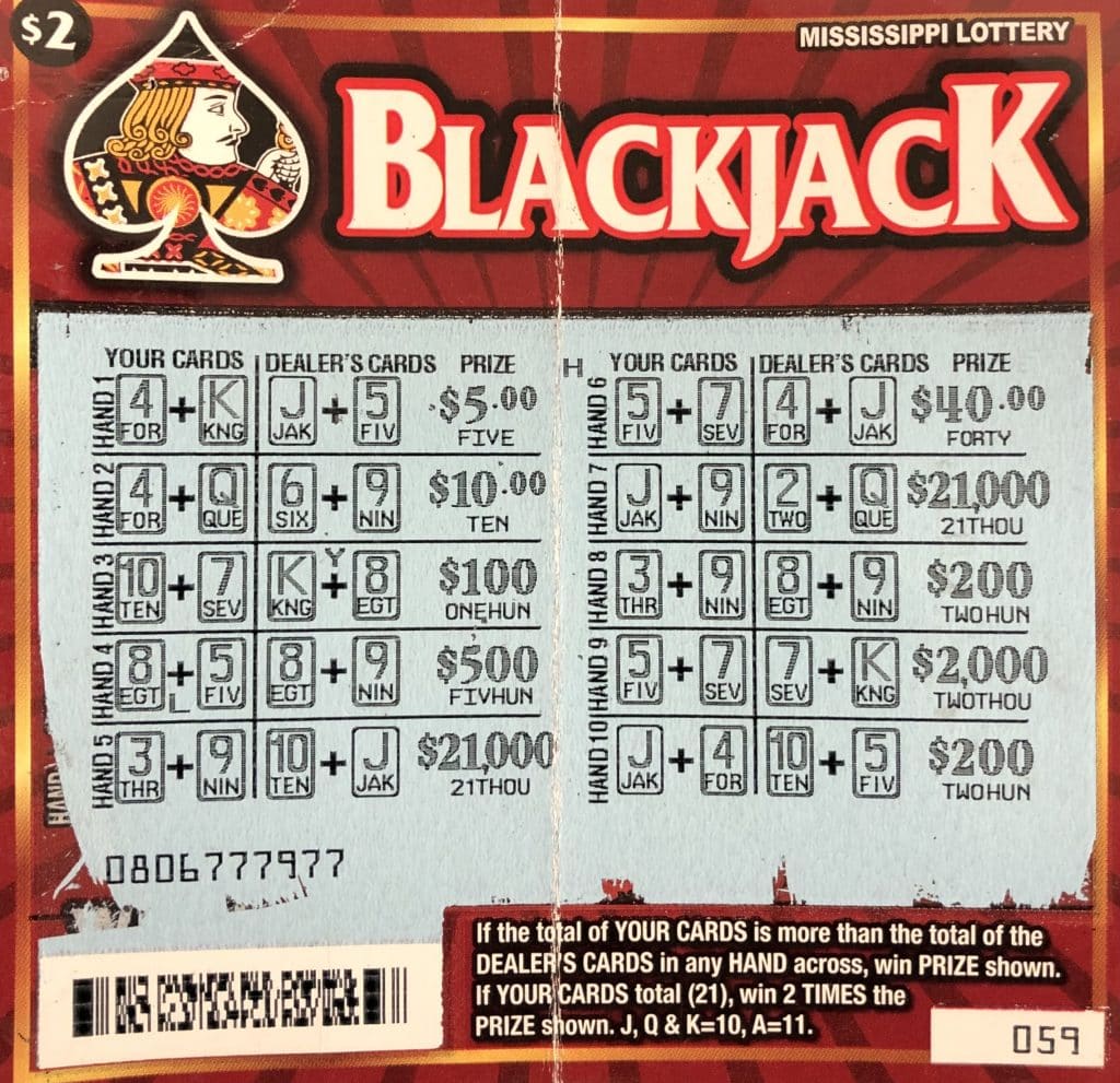 A Crowder man won $21,000 on a Blackjack scratch-off game purchased at Circle K on 2nd St., Marks.