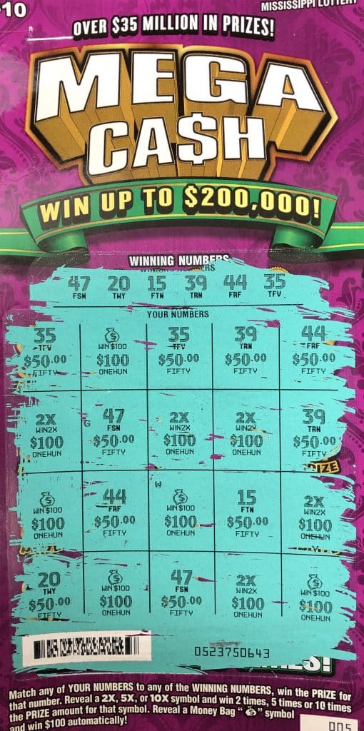 A Jackson woman won $2,000 on a Mega Ca$h scratch-off game purchased from DS Pit Stop on East Main St., Utica.