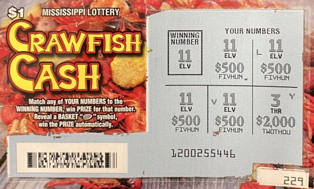 A Jackson man won $2,000 from a Crawfish Cash scratch-off game purchased at Indland Food Store on Terry Rd., Jackson.