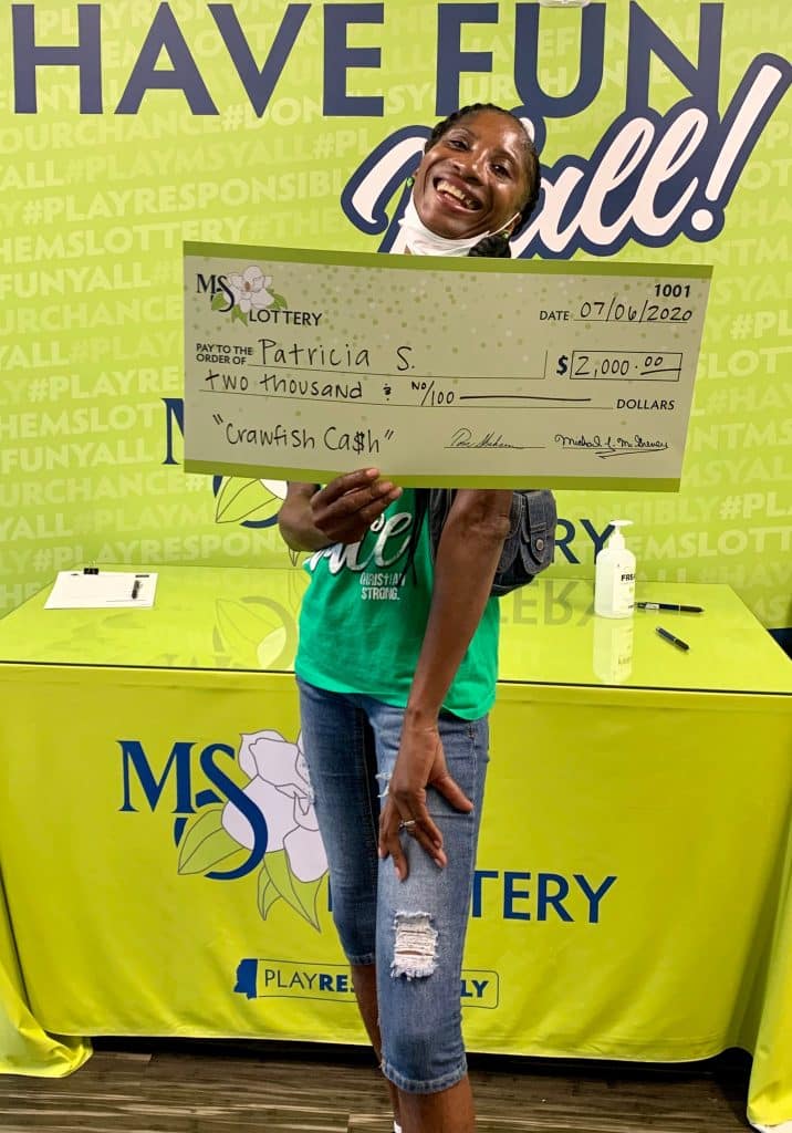 Patricia S. of Vicksburg won $2,000 on a Crawfish Cash scratch-off game purchased at Circle K on Halls Ferry Rd., Vicksburg.