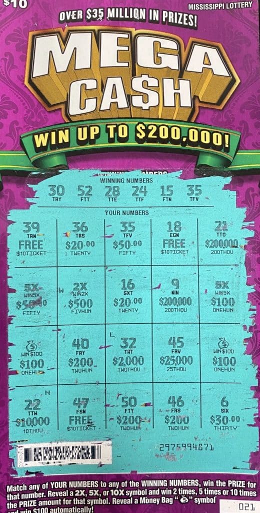 A Saltillo man won $2,000 from a Mega Ca$h scratch-off game purchased at BlueSky on North Gloster, Tupelo.