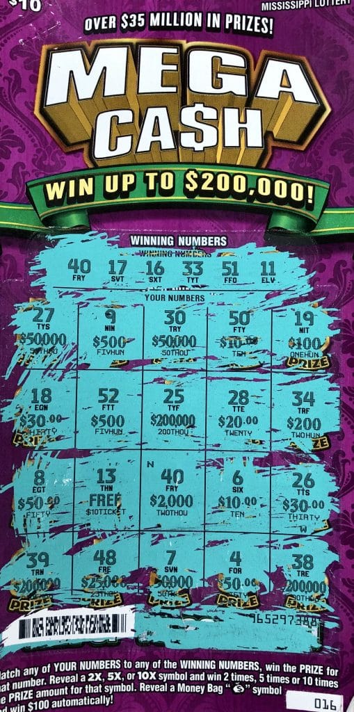 A Seminary man won $2,000 on a Mega Ca$h scratch-off game purchased at Keith’s Superstore on Hwy. 49, Hattiesburg.