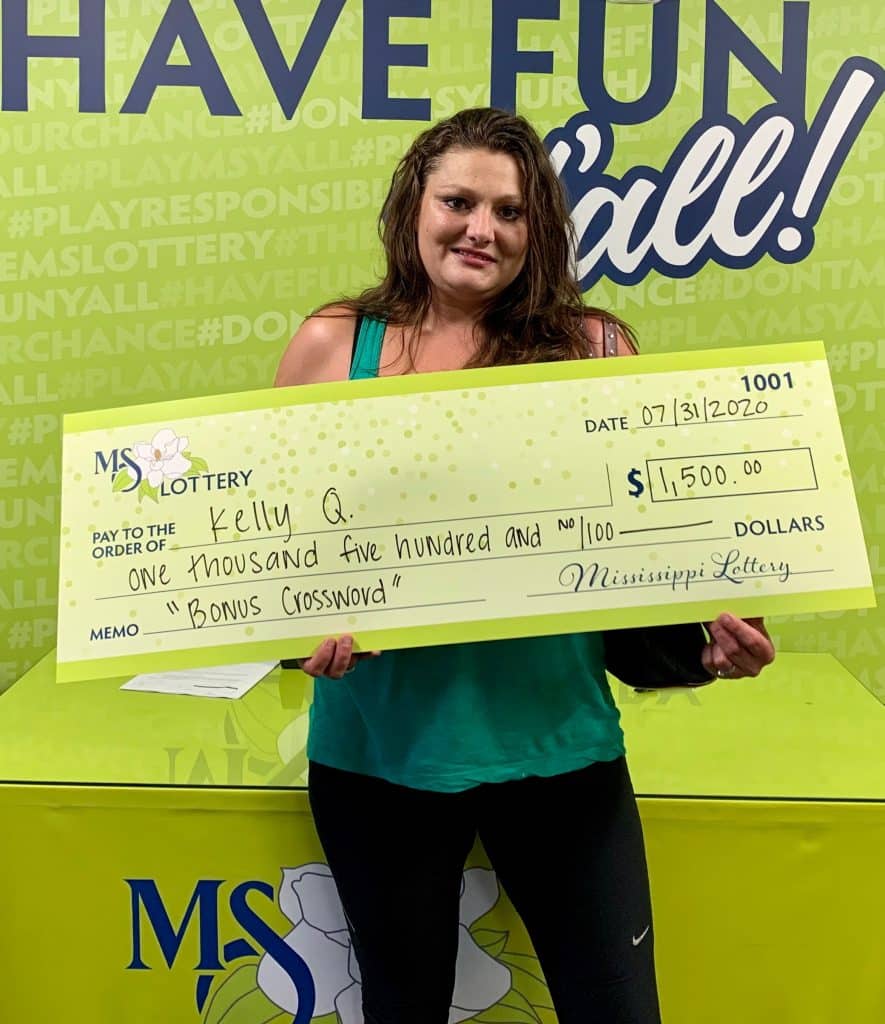 Kelly Q. of Florence won $1,500 on a Bonus Crossword scratch-off game purchased from Circle K on HWY 49, Florence.