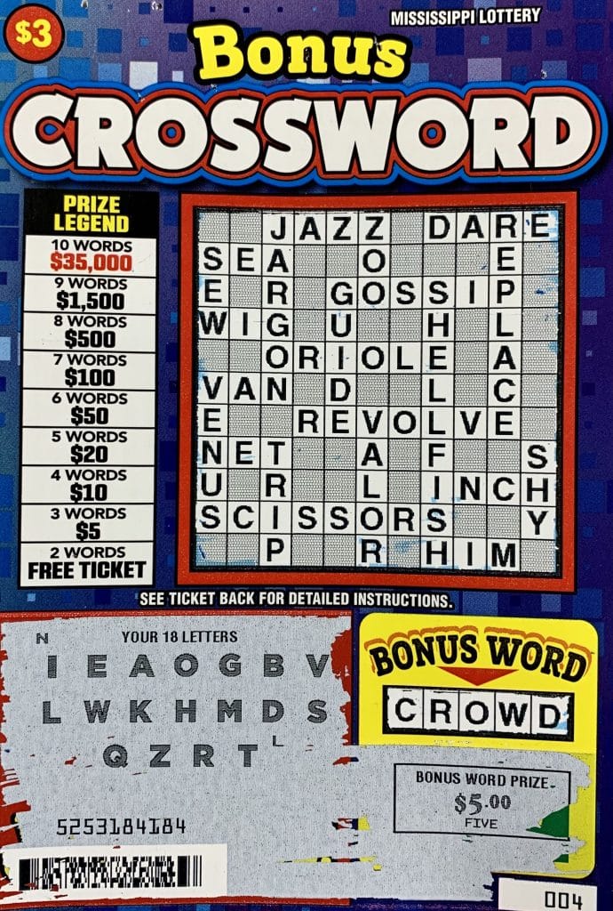A Meridian woman won $1,500 on a Bonus Crossword scratch-off game purchased North Hill Sunoco, North Hill St., Meridian.