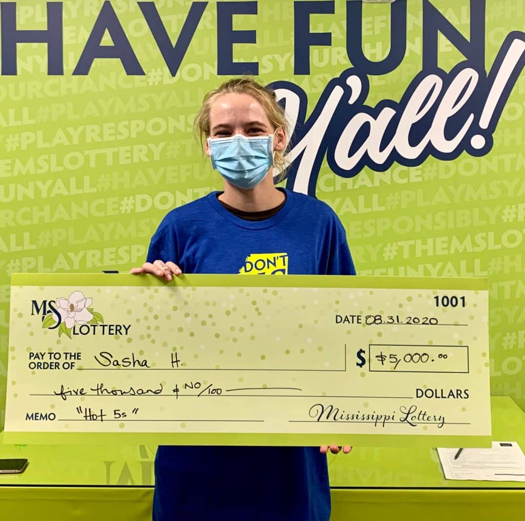 Sasha H. of Hattiesburg won $5,000 on a Hot 5s scratch-off game purchased at Fast Mart on Oak grove Rd., Hattiesburg.