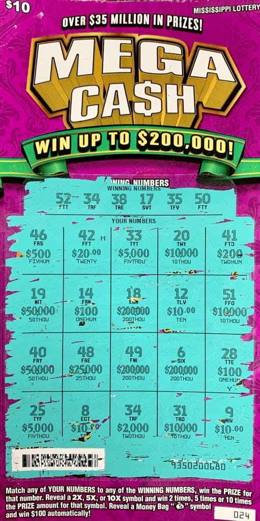 A Gautier woman won $2,000 on a Mega Ca$h scratch-off game purchased at Steven Mabry Grocery on Saracennia Rd., Moss Point.