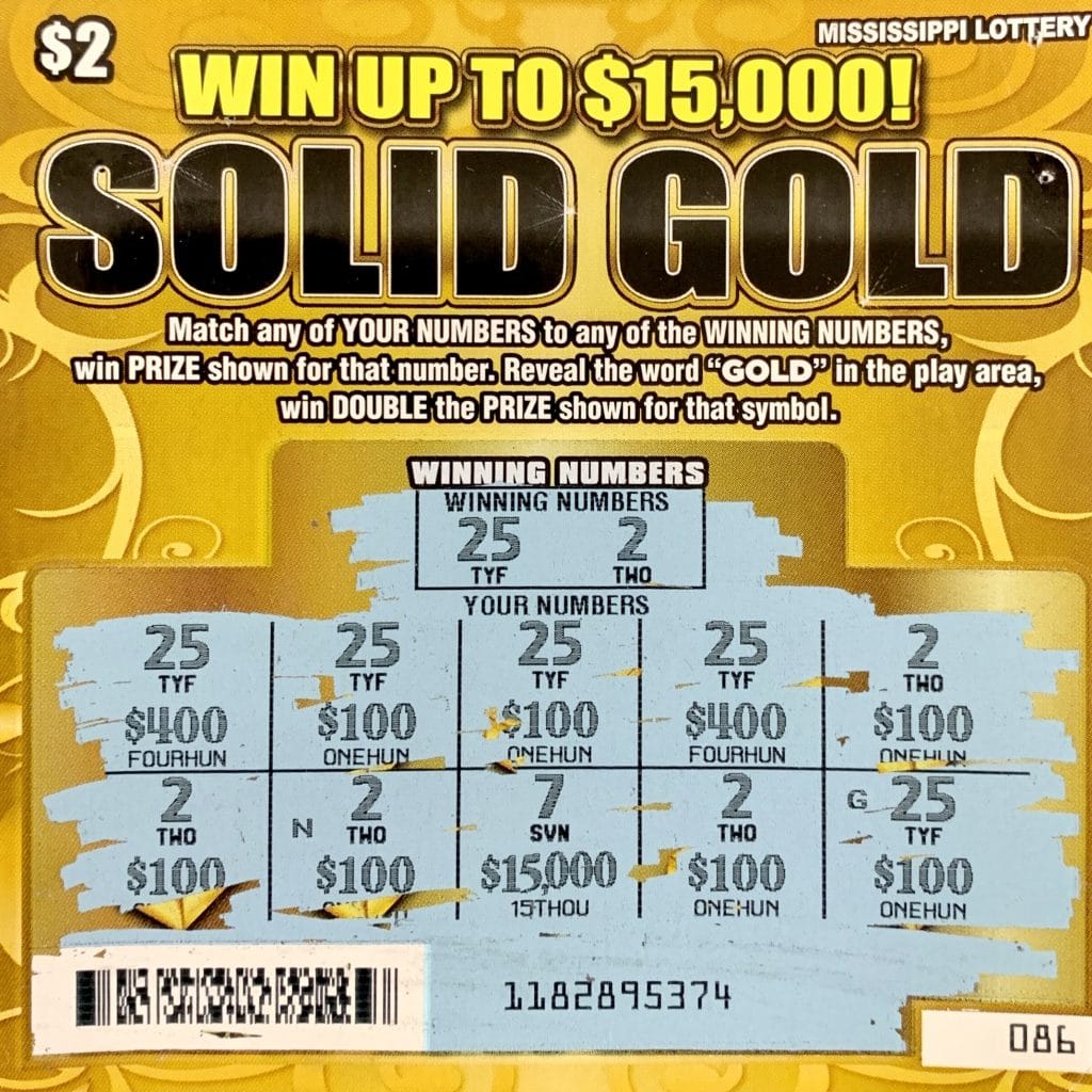 A Laurel woman won $1,500 on a Solid Gold scratch-off game purchased at Ramco Minit Mart on Hwy. 15 S., Laurel.