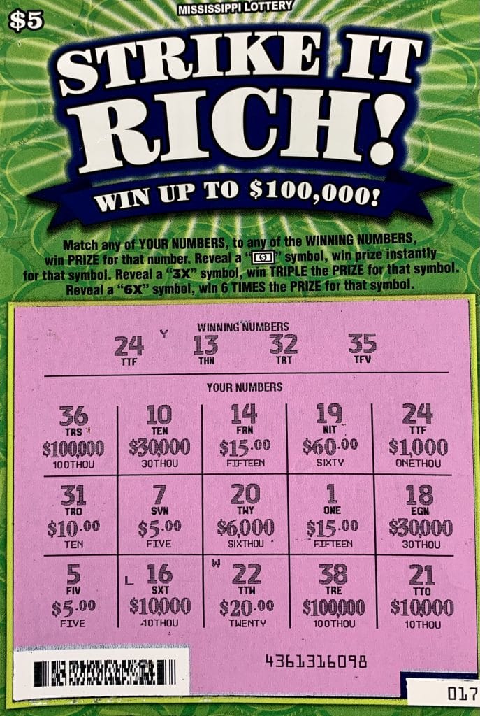 A Gautier man won $1,000 on a Strike it Rich scratch-off game purchased from Clark Oil Company on HWY 90, Gautier.