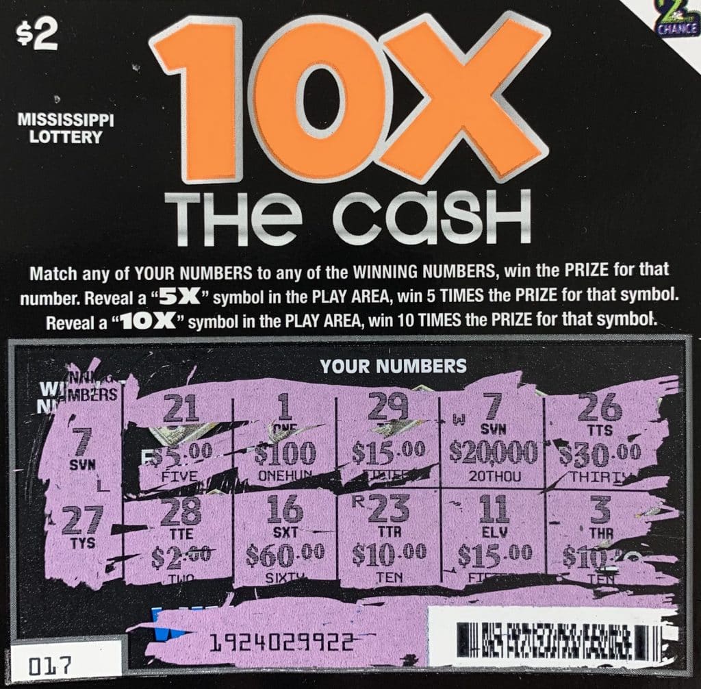 A Jackson man won $20,000 on a 10X The Cash scratch-off game purchased from PMC LLC on Woodrow Wilson, Jackson.