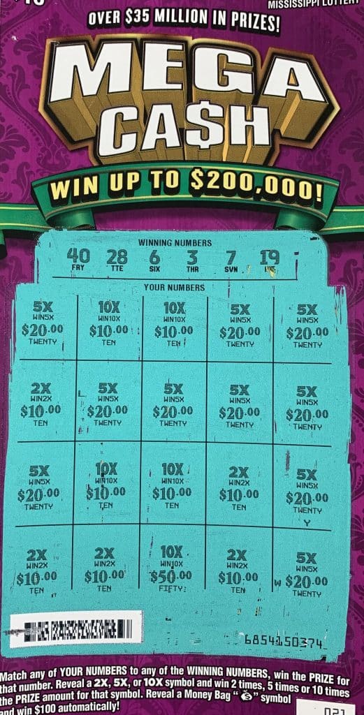 A Jackson man won $2,000 on a Mega Cash scratch-off game purchased from Shakti Food and Gas on Raymond Rd., Jackson.