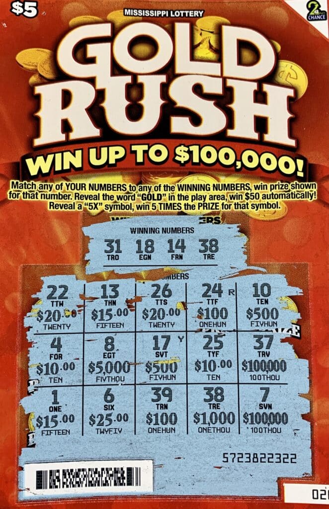 An Amory player won $1,000 on a Gold Rush scratch-off game purchased from Sprint Mart #7 on Glenn Drive Hwy. 278, Amory.