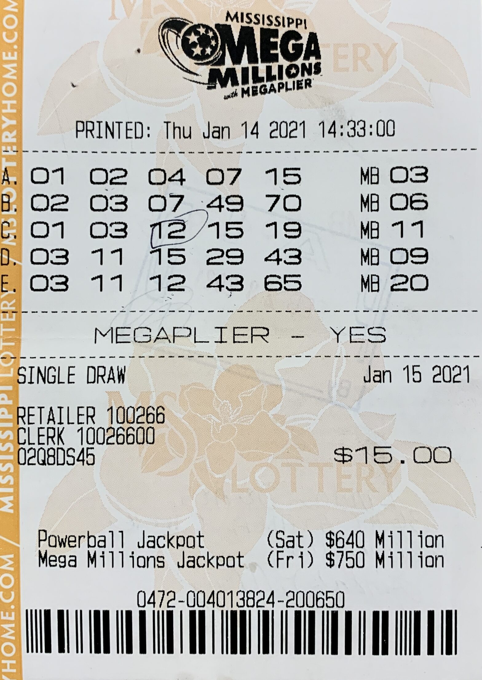 A Columbus woman won $2,040 on a Mega Millions ticket purchased from 45 Express Mart Inc on Hwy. 45 N., Columbus.