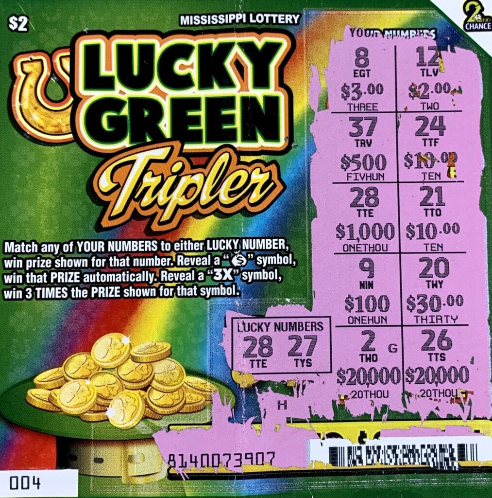 A Lucedale woman won $1,000 on a Lucky Green Tripler scratch-off game purchased from Keith’s Superstore on Hwy. 98, Lucedale.