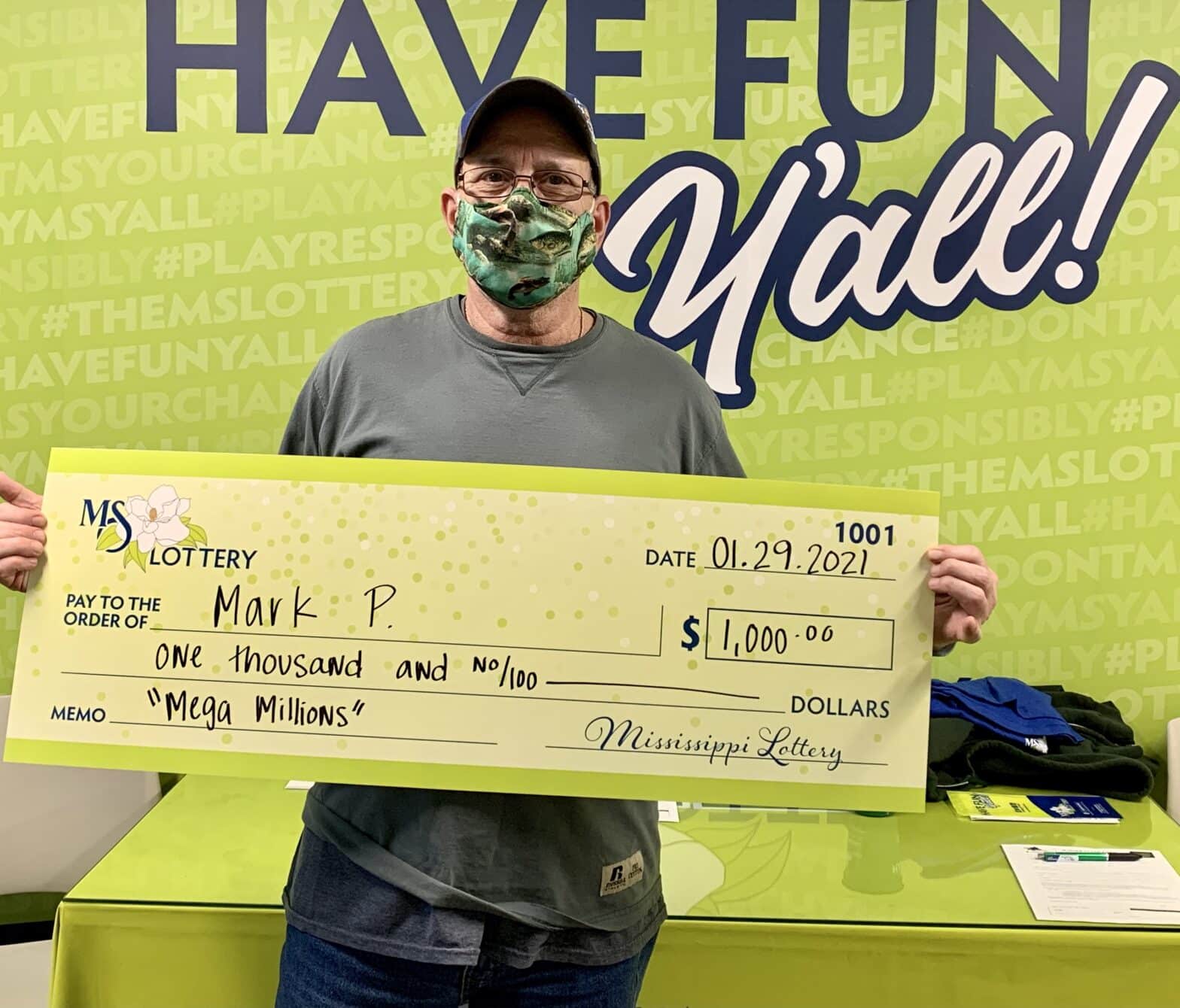 Mark P. of Hernando won $1,000 on a Mega Millions ticket purchased from Murphy Oil on McIngvale Rd., Hernando.