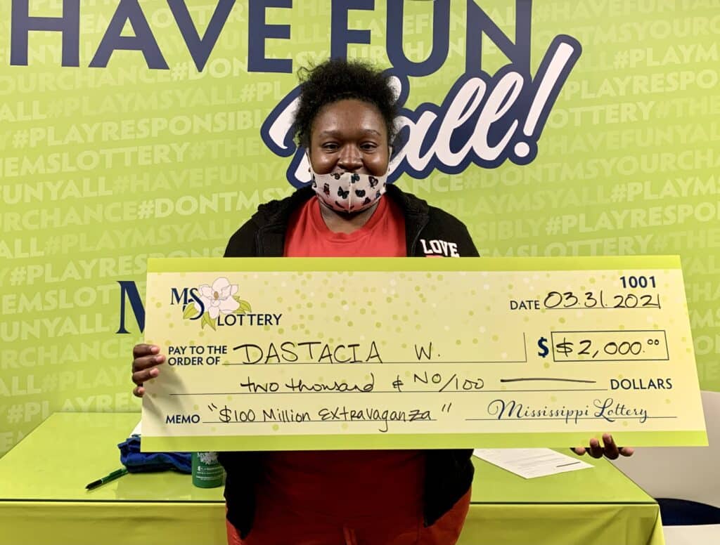 Dastacia W. of Bogue Chitto won $2,000 on a $100 Million Extravaganza scratch-off game purchased from PKs Quick Mart on Main St., Brookhaven.