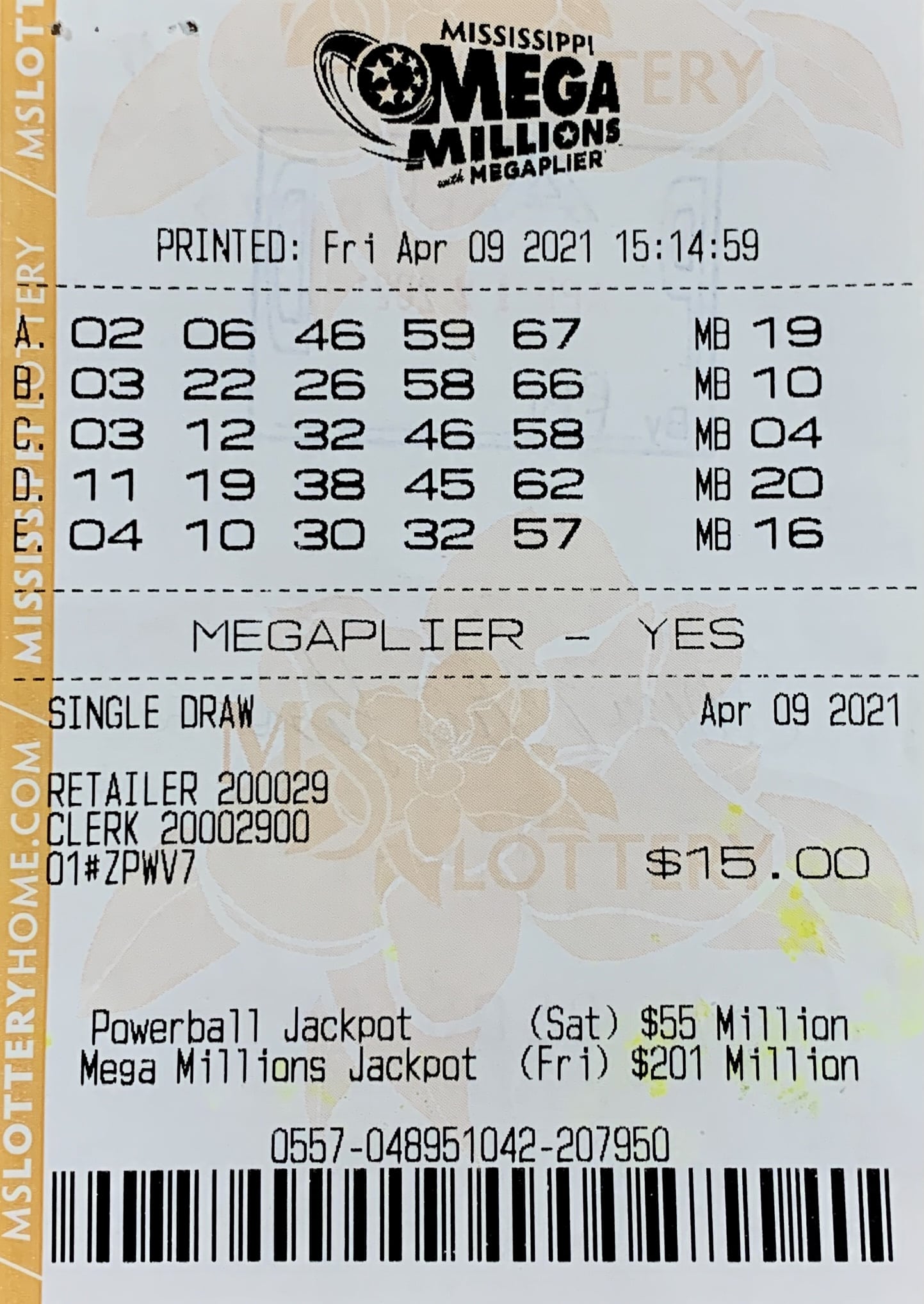 A Jasper County woman won $1,000 on a Mega Millions ticket purchased from Shady Grove Chevron on Hwy. 15, Laurel.