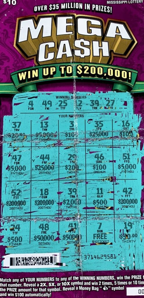 A Jackson man won $2,000 on a Mega Ca$h scratch-off game purchased from Bailey Fuel Express Inc. on Bailey Ave., Jackson.