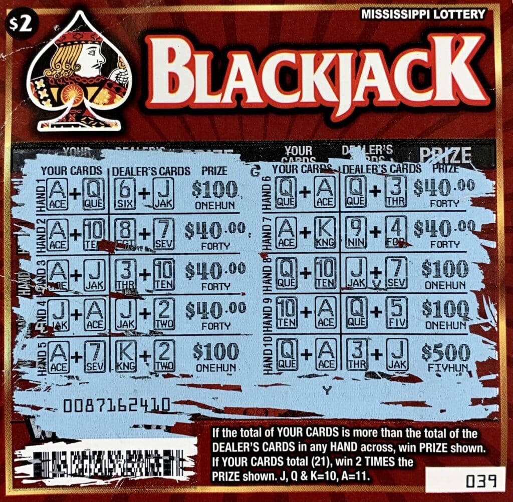 A Saucier man won $2,000 on a Blackjack scratch-off game purchased from TCB Stop ‘N Geaux LLC on Hwy. 53, Gulfport.