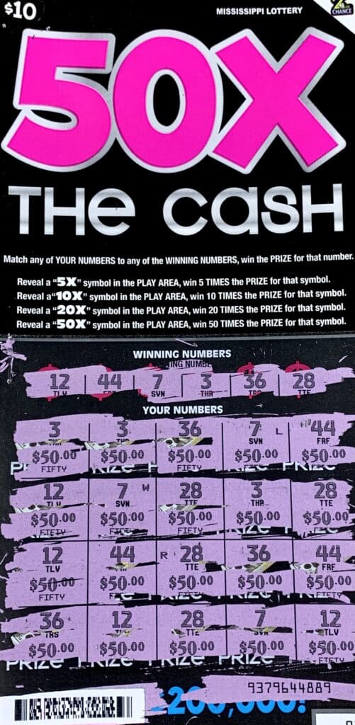 A Pass Christian man won $1,000 on a 50x the Cash scratch-off game purchased from Rail Road Food Mart on W. Railroad St., Long Beach.