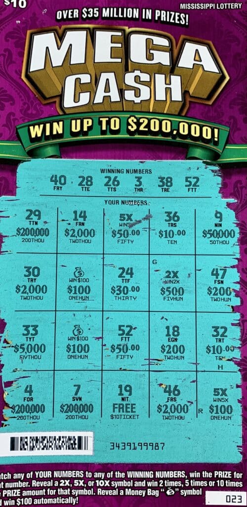 A Greenville man won $2,000 on a Mega Ca$h scratch-off game purchased from Rick’s Express #6 on Hwy 1 S., Greenville.