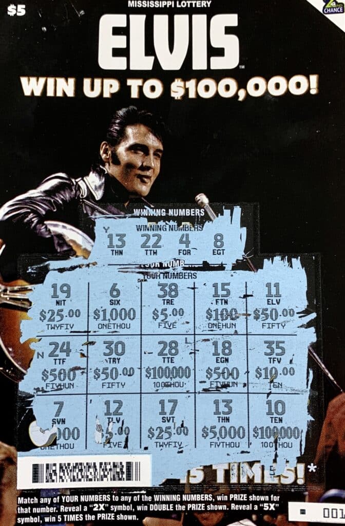 A Ridgeland man won $5,000 on an Elvis scratch-off game purchased from Sprint Mart #106 on Old Canton Rd., Ridgeland.