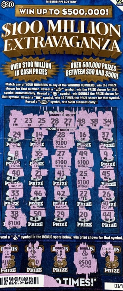 A Laurel woman won $1,000 on a $100 Million Extravaganza scratch-off game purchased from Donco #4 on Pine Ave., Heidelberg.