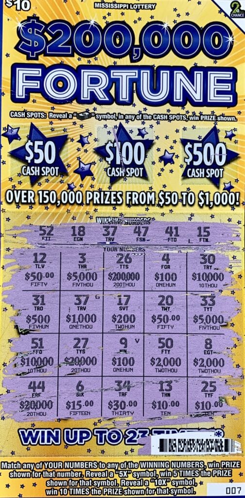 A Cleveland woman won $1,000 on a $200,000 Fortune scratch-off game purchased from Go-Knight Rider LLC on Hwy. 8, Cleveland.