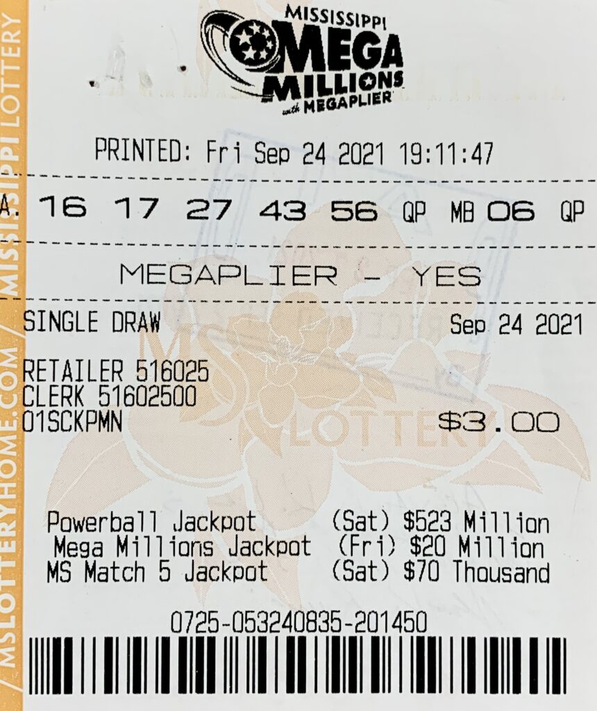 A Gulfport man won $1,500 on a Mega Millions ticket purchased from Murphy Oil USA #5508 on Hwy. 49, Gulfport.