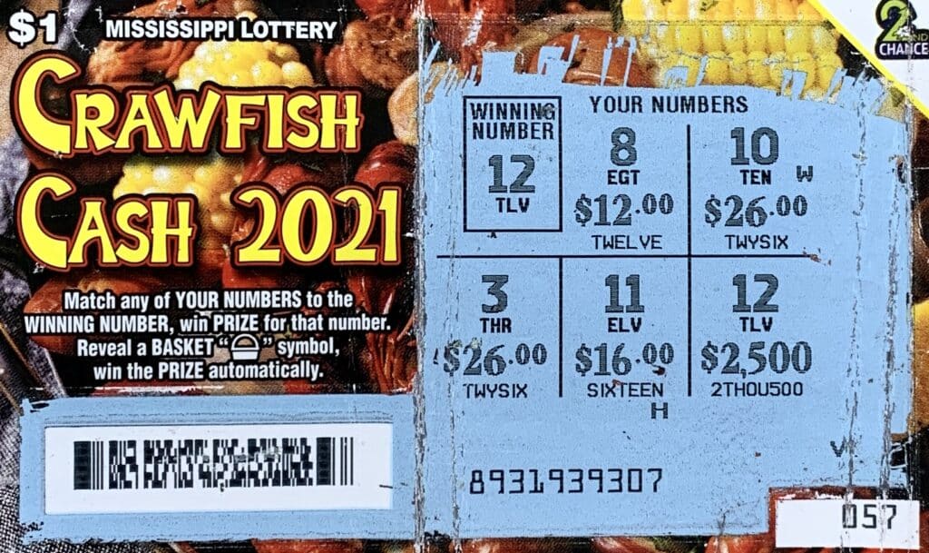 A Jackson man won $2,500 on a Crawfish Cash 2021 scratch-off game purchased from Shakti Food and Gas on Raymond Rd., Jackson.