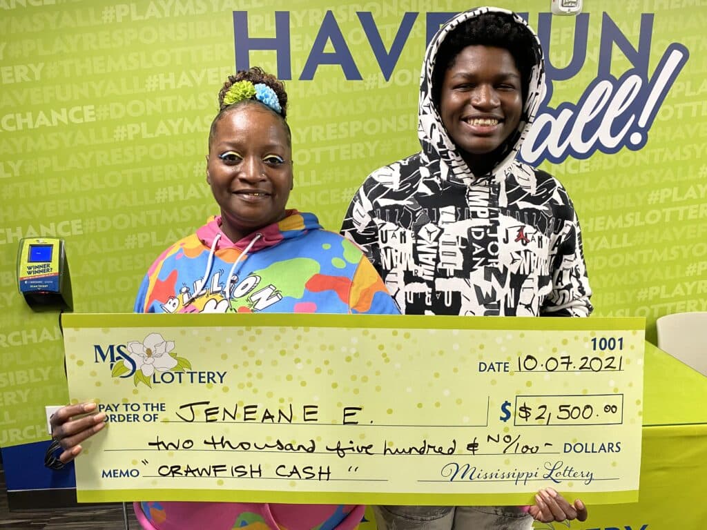 Jeneane E. of Newton County won $2,500 on a Crawfish Cash 2021 scratch-off game purchased from Fair Market Newton on Northside Plz., Newton.
