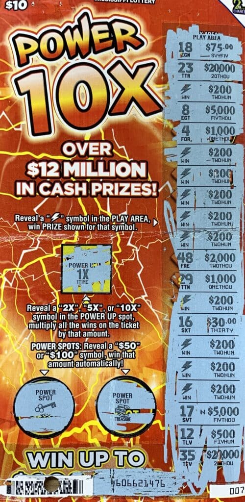 A Leake County woman won $2,000 on a Power 10x scratch-off game purchased from Michael’s 13 LLC on Grand Ave., Lena.