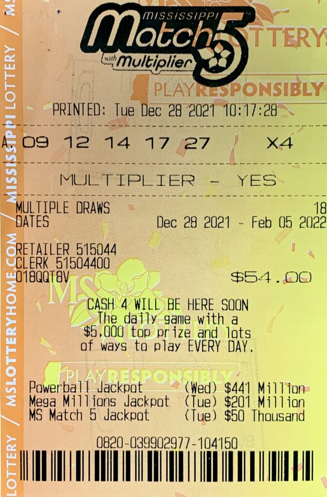 A Jackson woman won $800 on a Mississippi Match 5 ticket, with Multiplier, purchased from Circle K Store #2723421 on W. Government St., Brandon.