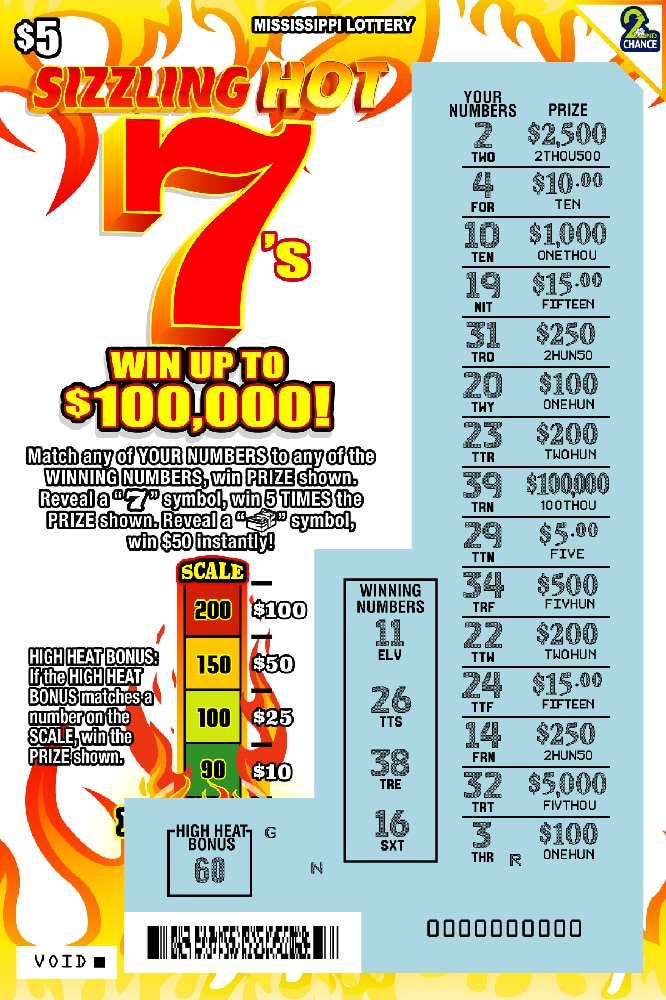 Sizzling Hot 7's - Mississippi Lottery