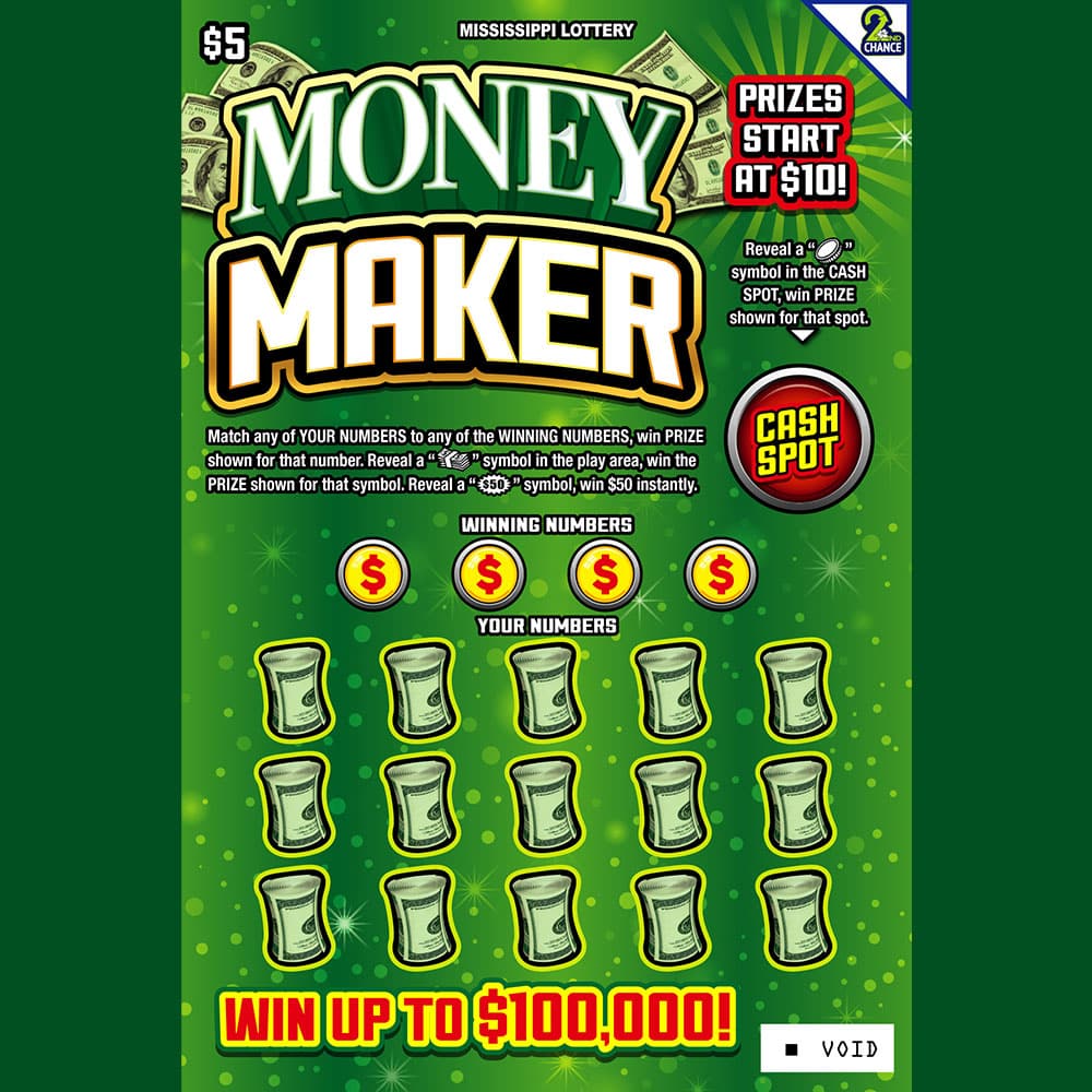 Money Maker - latest May scratch-off game from the Mississippi Lottery