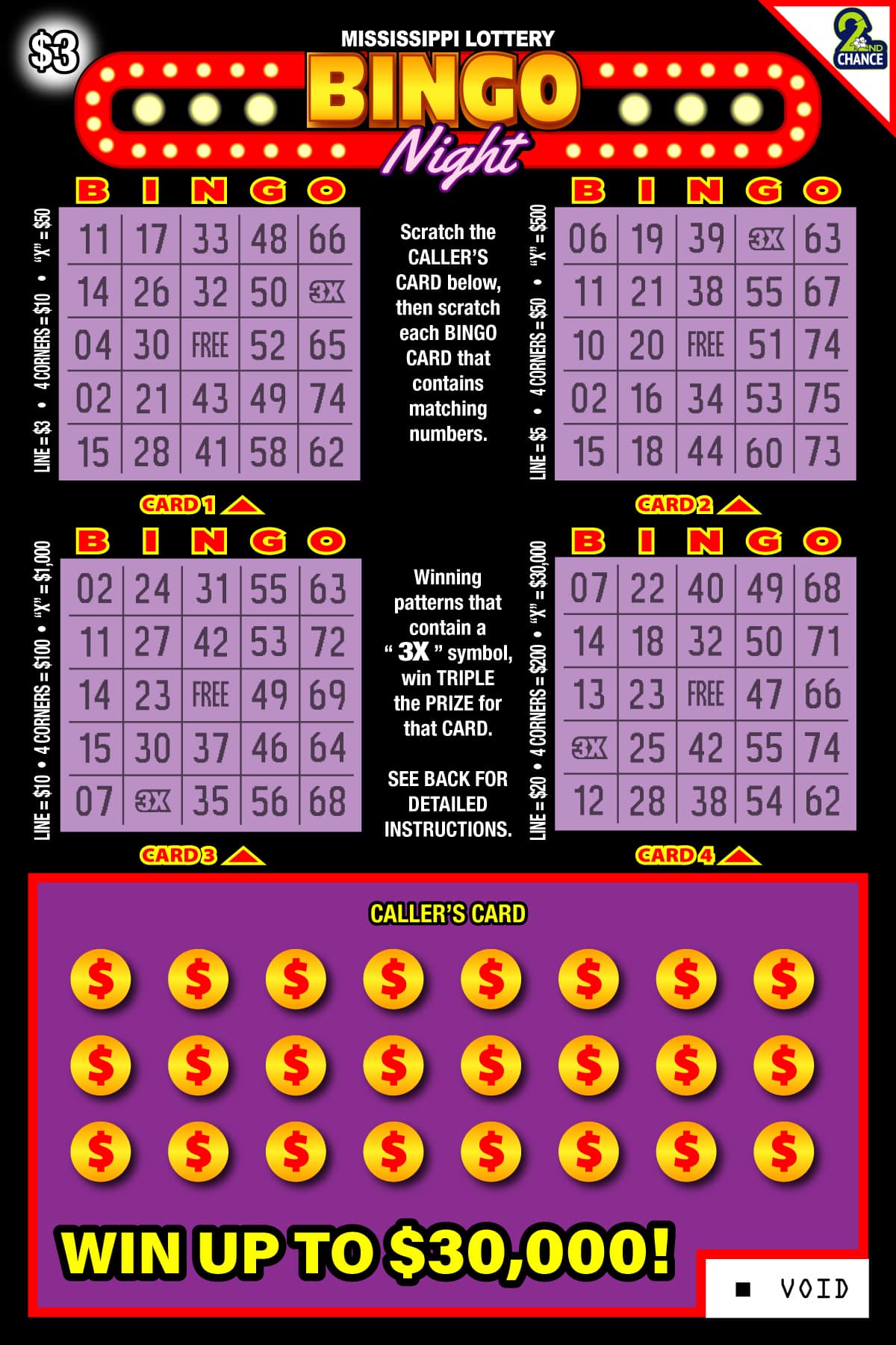 BINGO NIGHT scratch-off from Mississippi Lottery