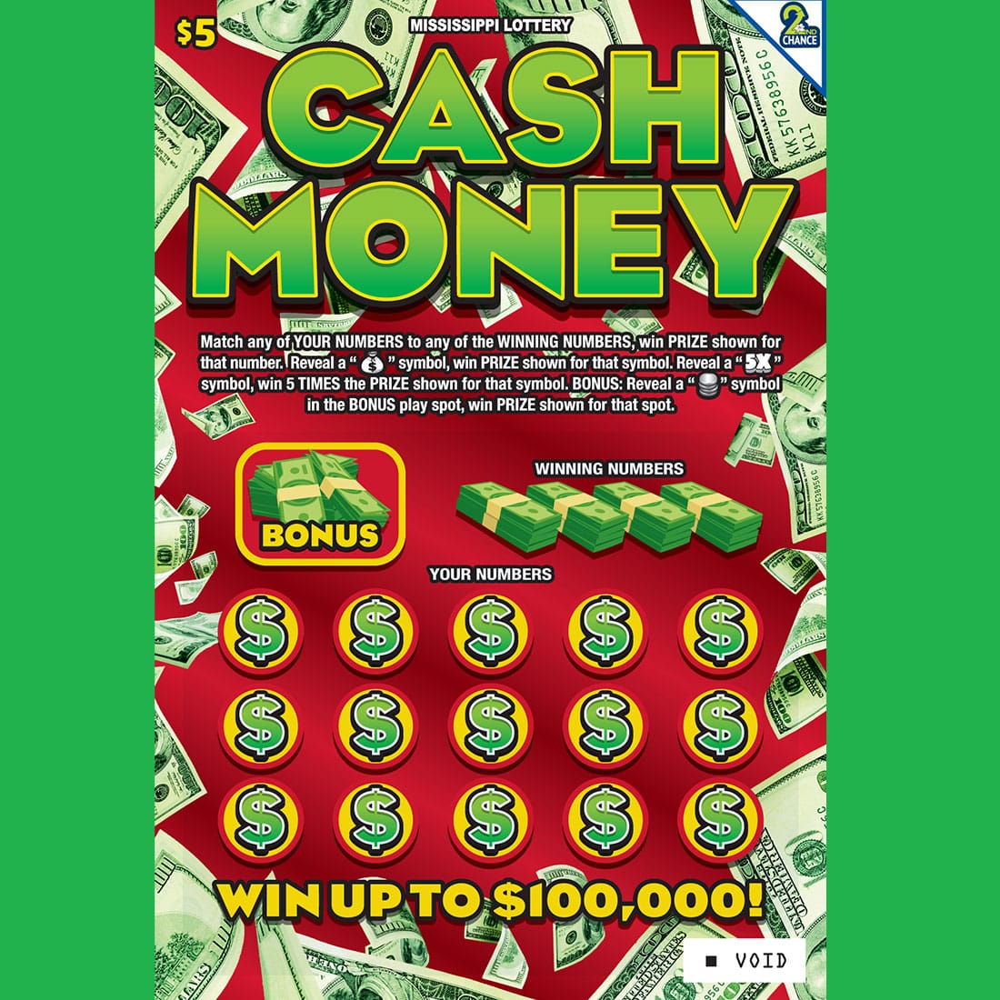 CASH MONEY scratch-off ticket