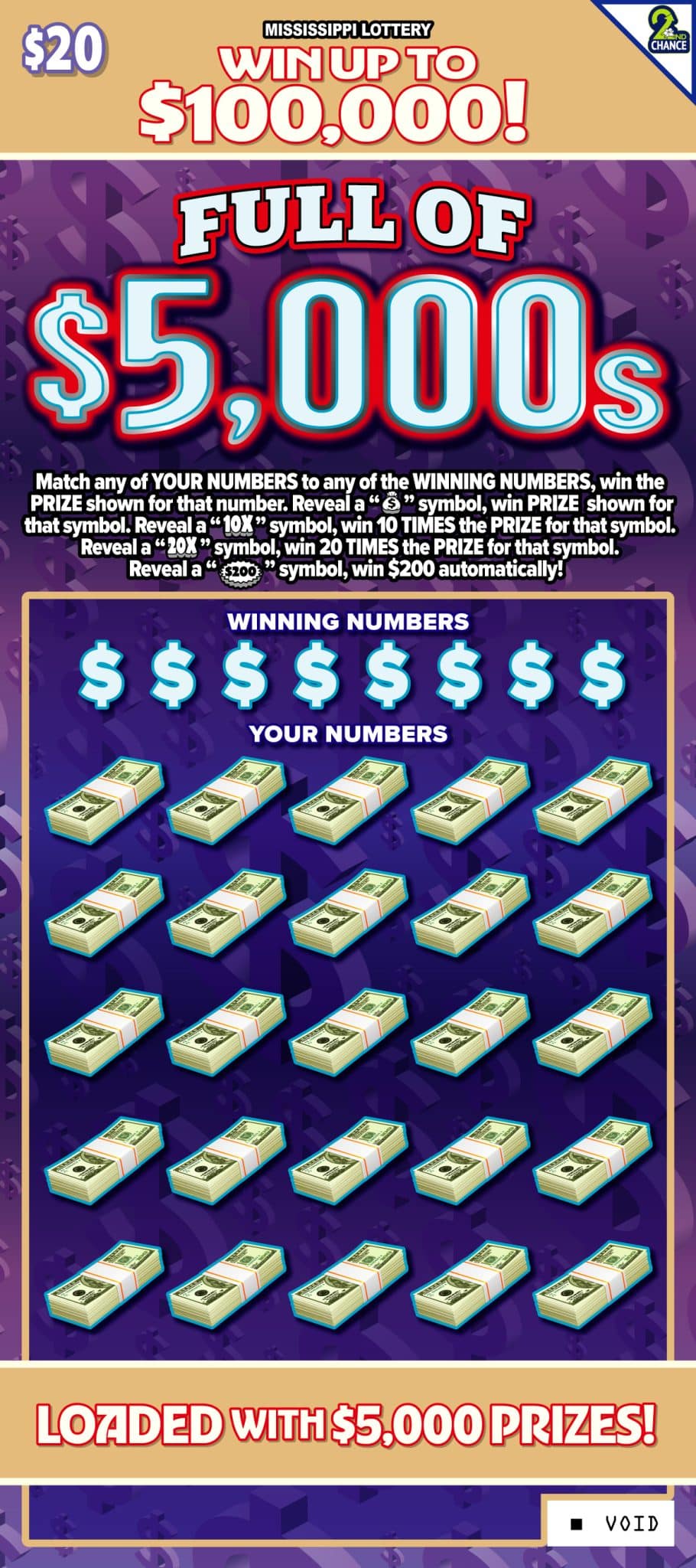 FULL OF $5,000S scratch-off from Mississippi Lottery
