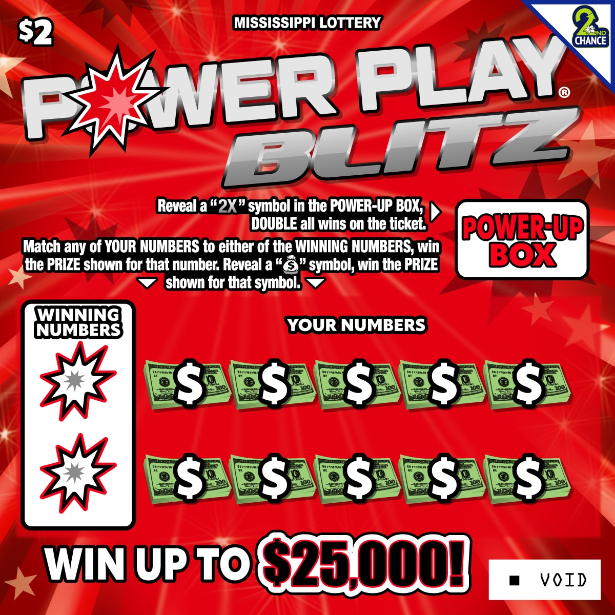 POWER PLAY BLITZ scratch-off from Mississippi Lottery