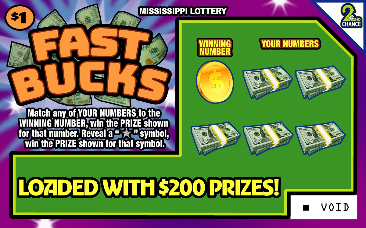FAST BUCKS scratch-off from Mississippi Lottery
