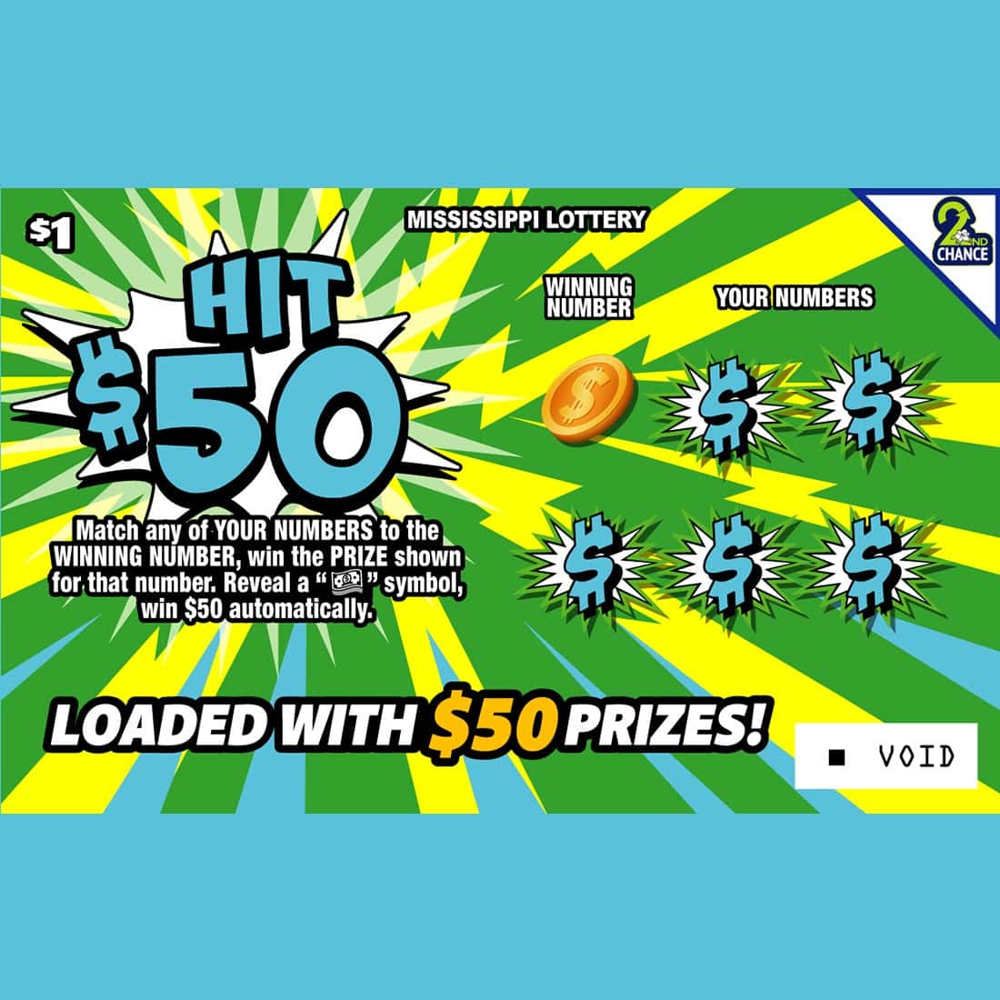 HIT $50 scratch-off ticket
