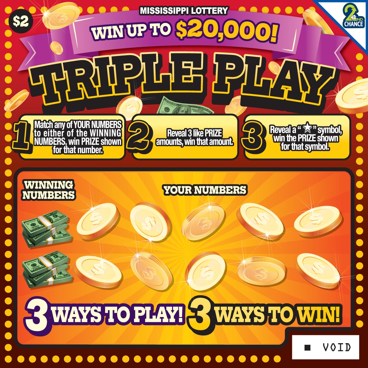 TRIPLE PLAY scratch-off from Mississippi Lottery