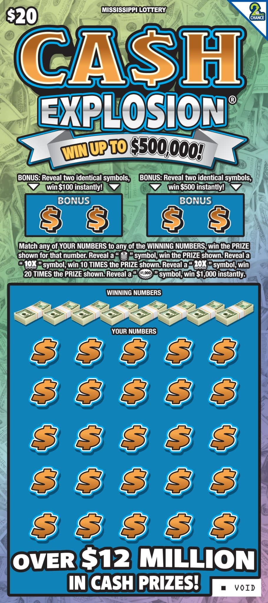 CA$H EXPLOSION scratch-off from Mississippi Lottery