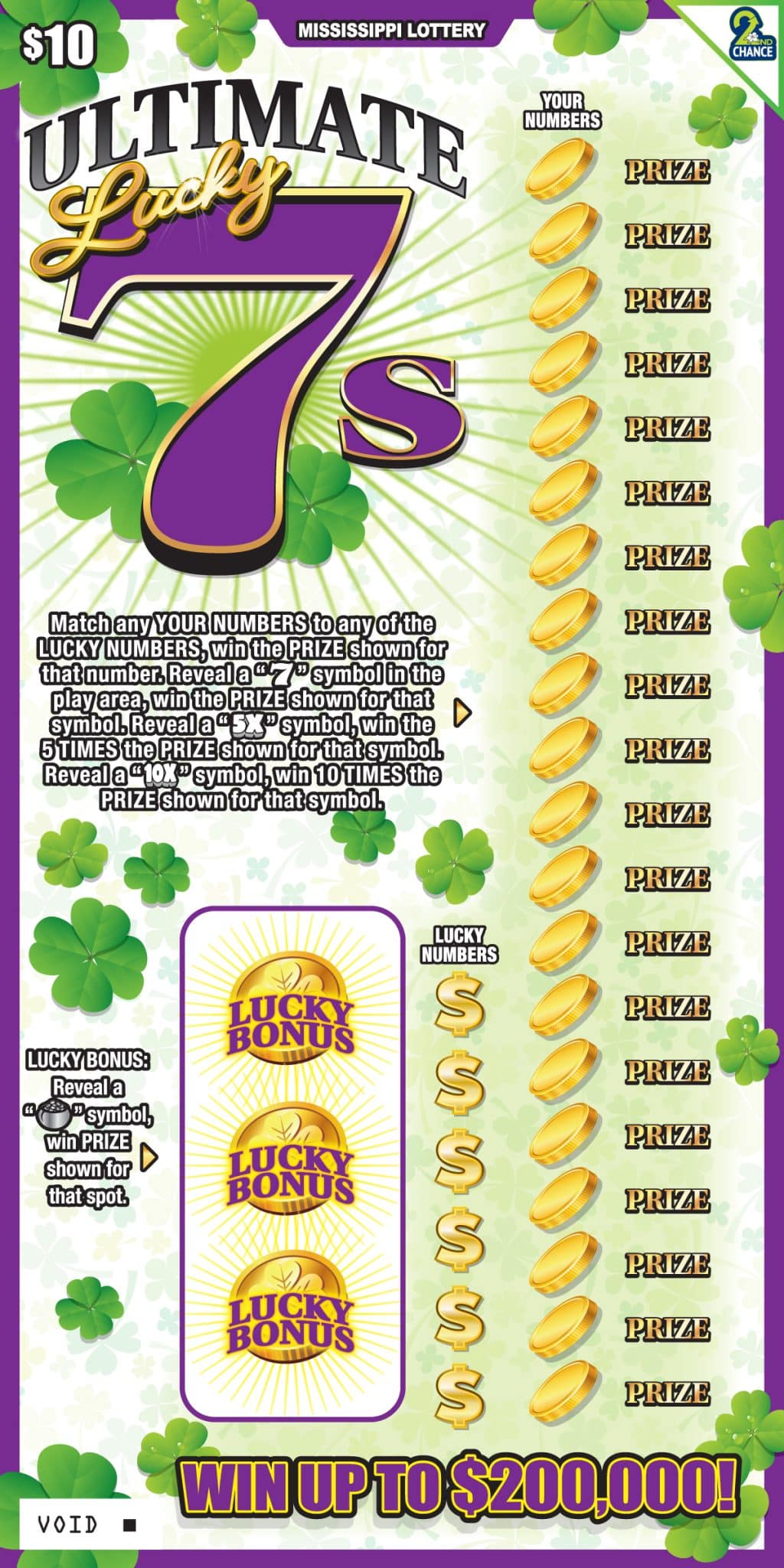ULTIMATE LUCKY 7S scratch-off from Mississippi Lottery