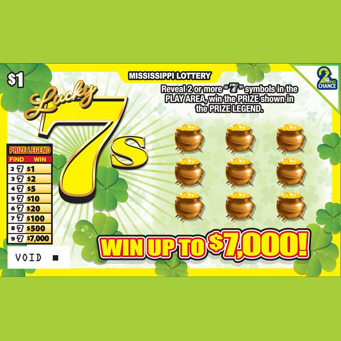 LUCKY 7S scratch-off ticket