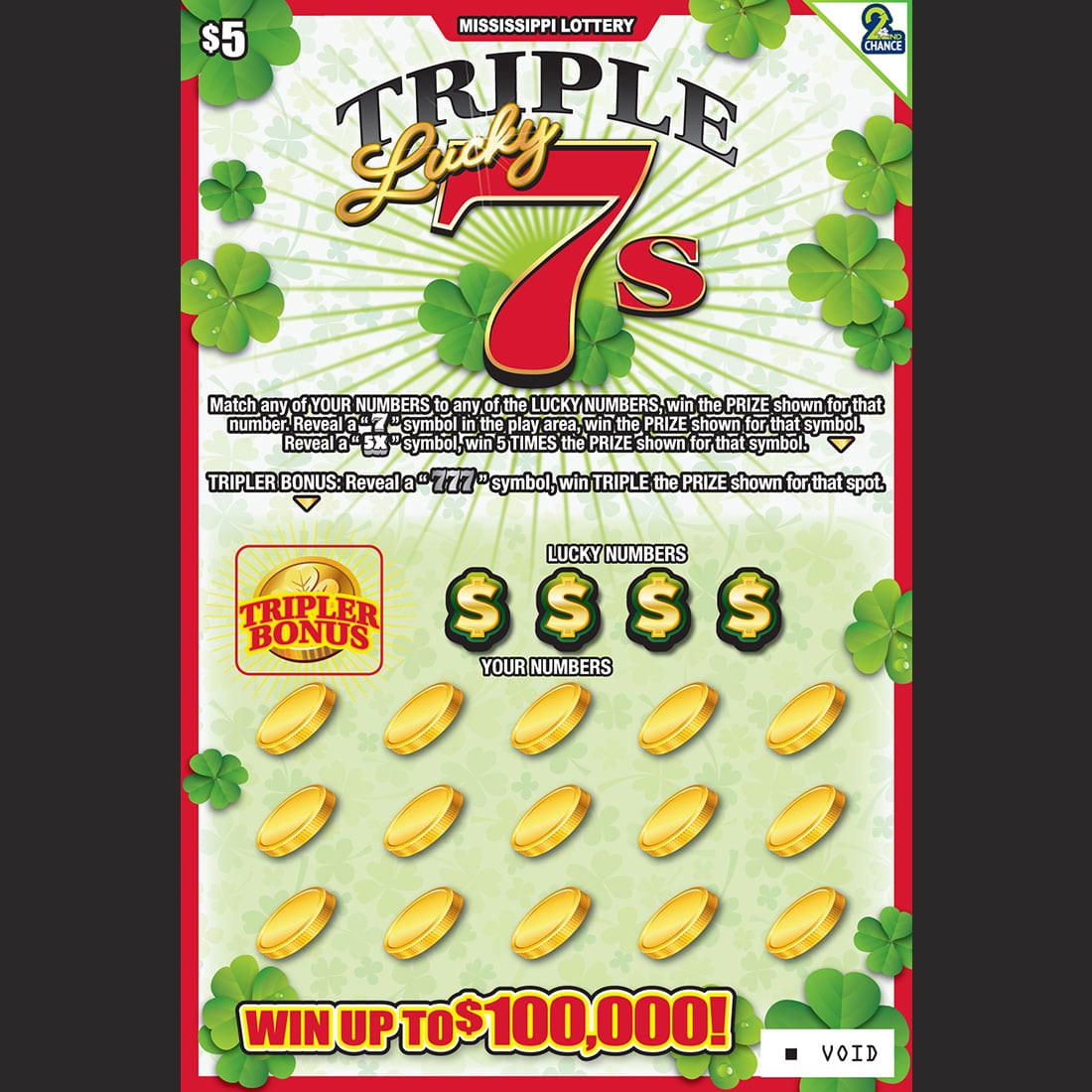 TRIPLE LUCKY 7S scratch-off ticket