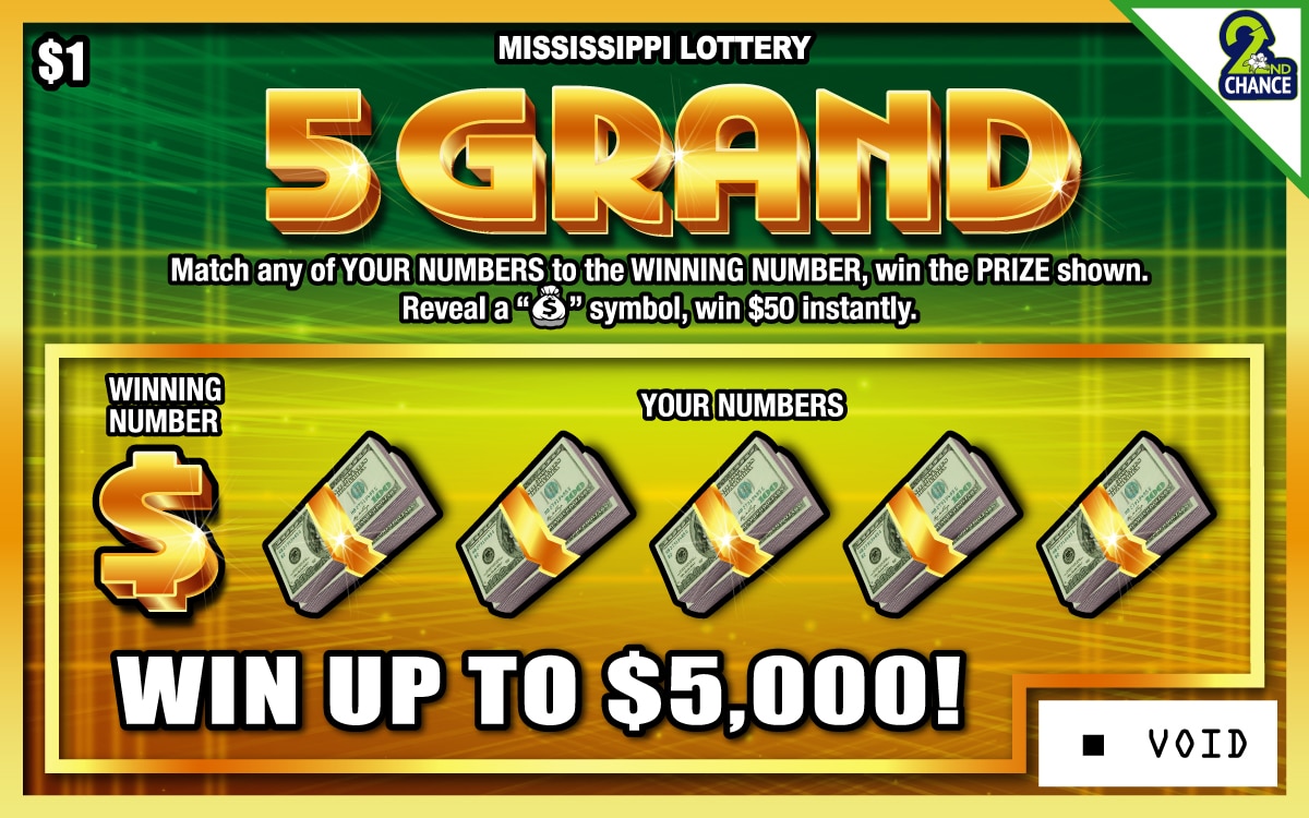 5 Grand Mississippi scratch-off ticket